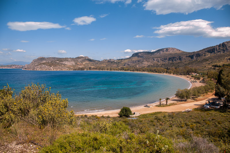 wide sweeping bay of karathoa beach nafplio