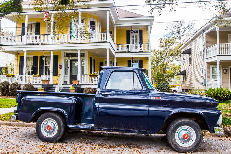 A car parked in front of a house