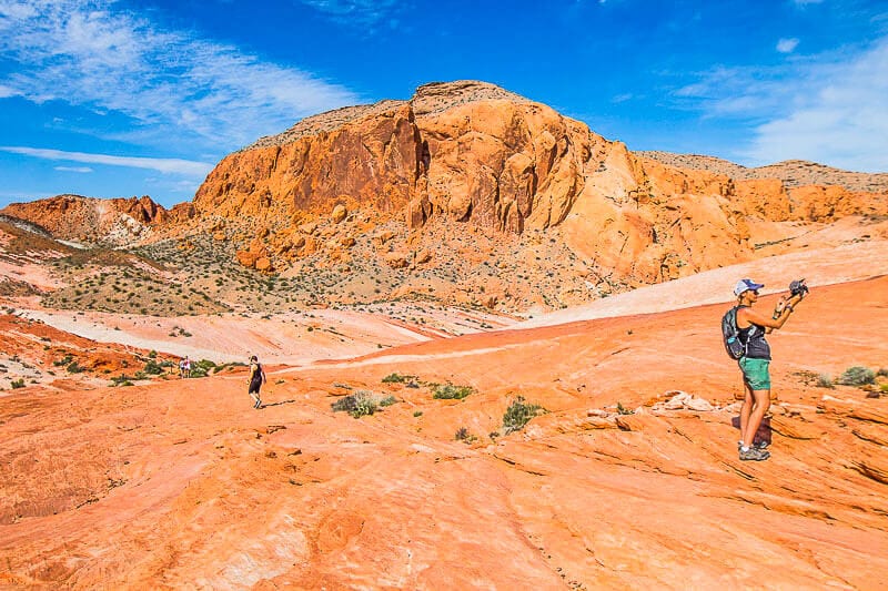 orange colored rock in waves at valley of fire