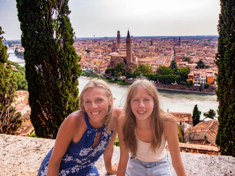 caz and kalyra posing in front of verona view