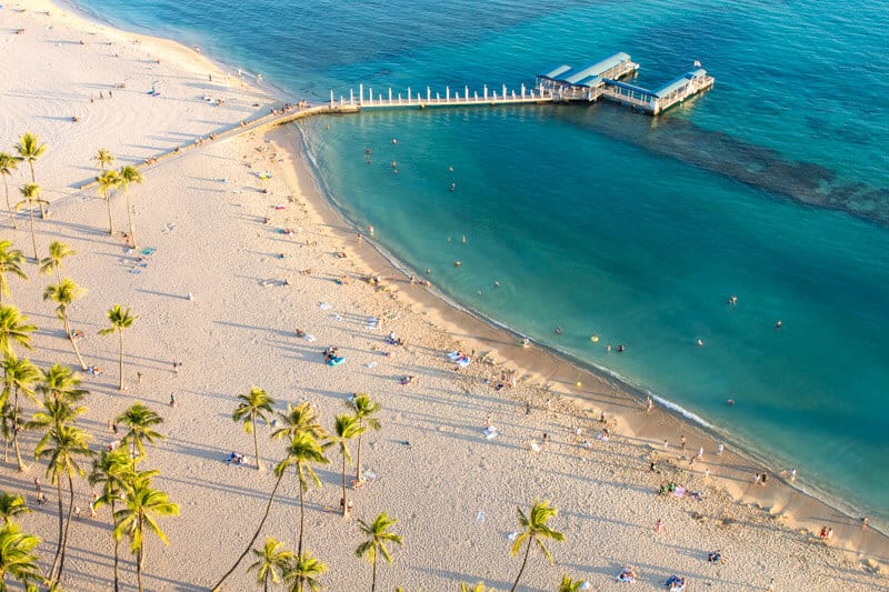 beach with a pier